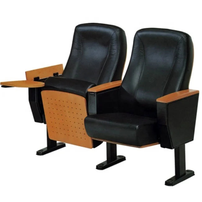 JMT-695882 Theater Auditorium Chair with Fabric Cover, PU Foam Seating and Wooden Armrests
