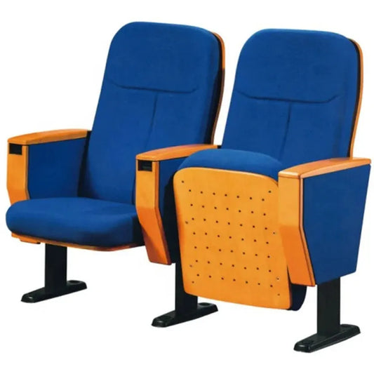 JMT-695882 Theater Auditorium Chair with Fabric Cover, PU Foam Seating and Wooden Armrests
