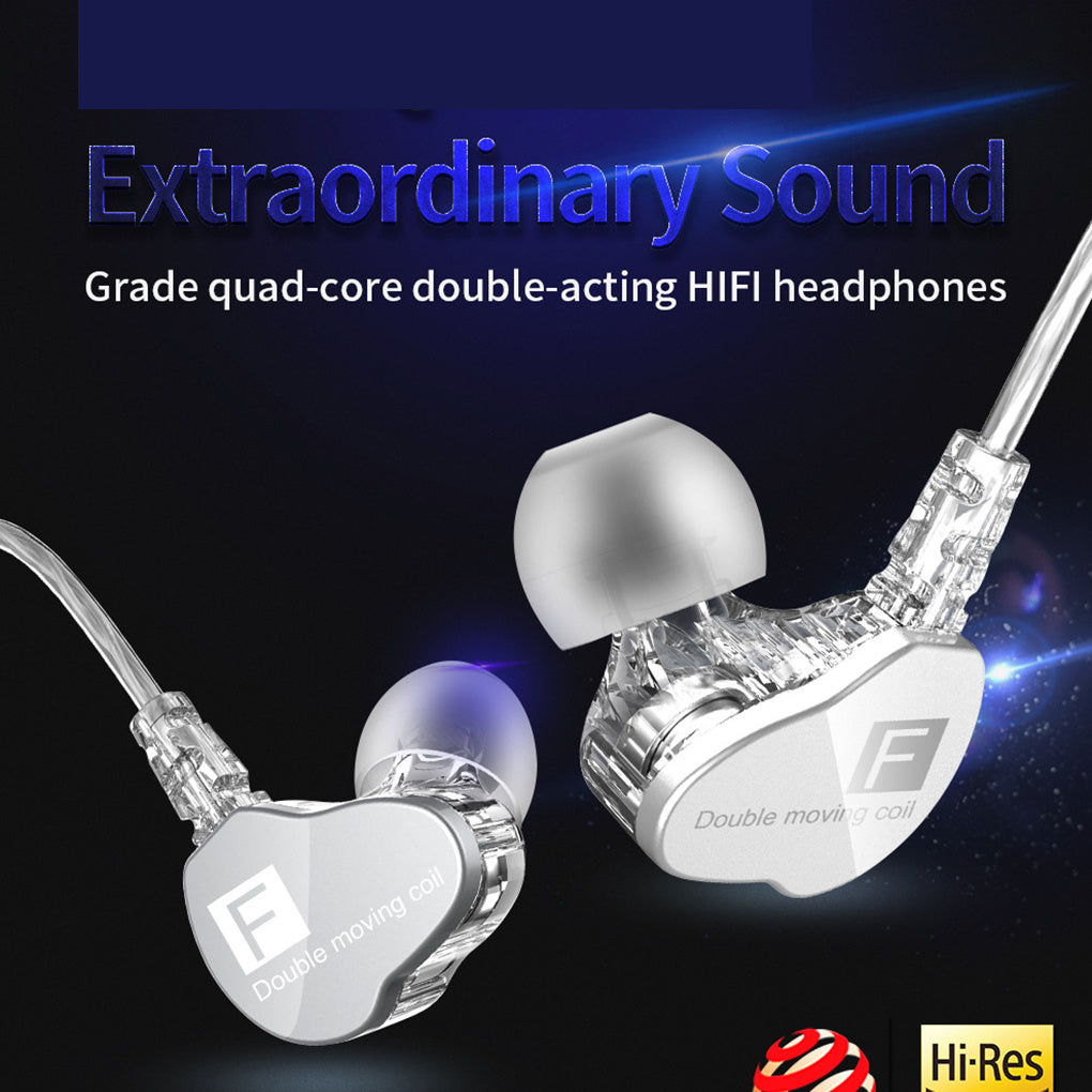 JMT-695946 Double Moving-Coil Wired Earphones with In-Line Control - 125.5cm Length, 3.5mm Plug, 96dB Sensitivity, 20-20kHz Frequency Response