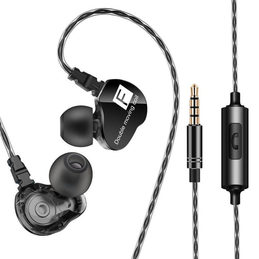 JMT-695946 Double Moving-Coil Wired Earphones with In-Line Control - 125.5cm Length, 3.5mm Plug, 96dB Sensitivity, 20-20kHz Frequency Response