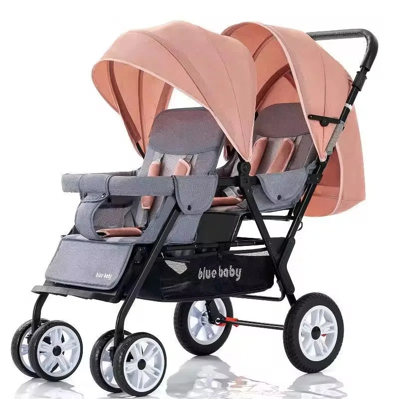 JMT-696266 Lightweight Folding Twin Baby Stroller with Adjustable Seating Options for Infants and Toddlers