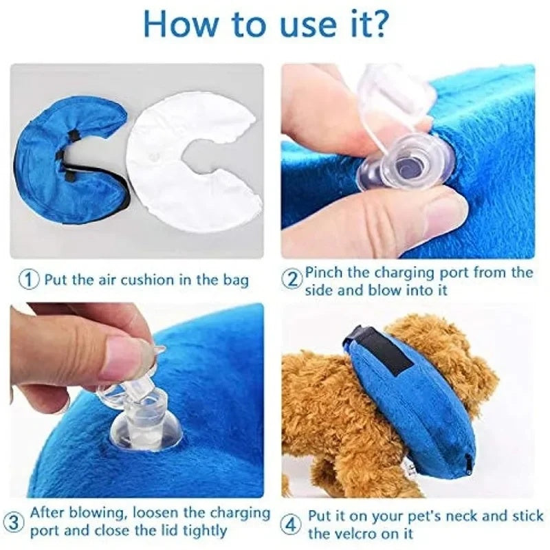 JMT-696778 Inflatable Protective Dog Collar for Post-Surgery Recovery - Soft Cone for Small to Large Pets