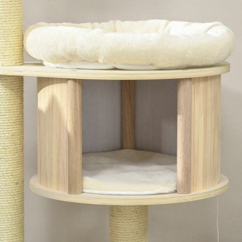 JMT-697290 3-Level Cat Tree with Sisal Scratching Posts, Soft Cushions, and Cat Badminton Toy