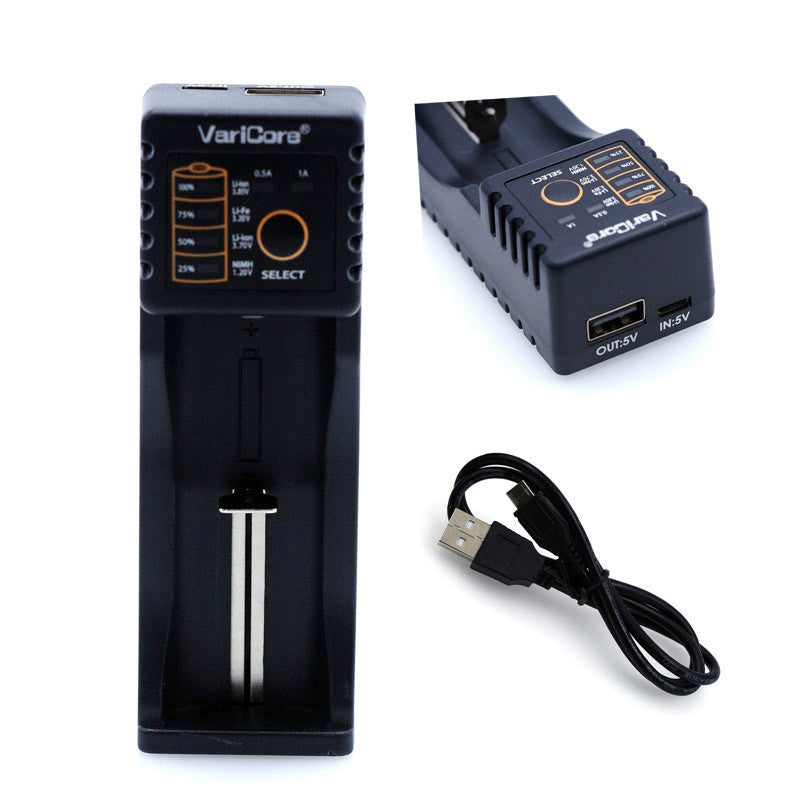 JMT-697610 Universal V10 18650 Battery Charger for Lithium and NiMH Batteries, Multiple Charging Options and Smart Monitoring