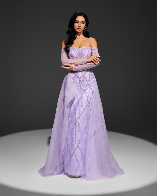 JMT-697674 Elegant Purple Evening Dress for Women - Style SH0015