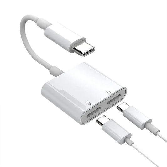 JMT-697930 2 in 1 Type C Dual Jack Headphone and Charger Adapter for iPhone 15 and Type C Devices