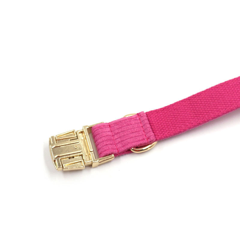 JMT-697930 Soft Begonia Red Striped Corduroy Dog Collar - Adjustable Sizes Available