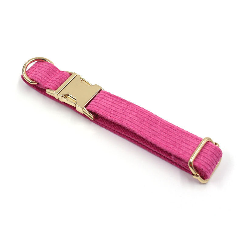 JMT-697930 Soft Begonia Red Striped Corduroy Dog Collar - Adjustable Sizes Available