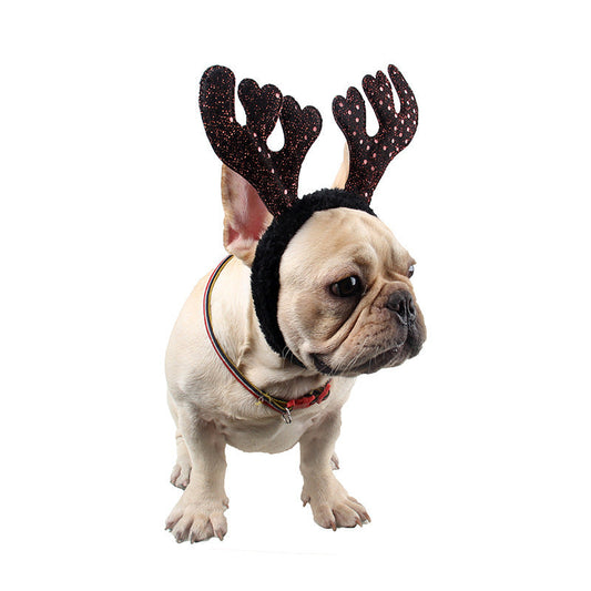 JMT-698058 Shiny Brown and Red Antlers Plush Hairpin for All Occasions