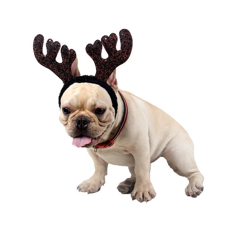 JMT-698058 Shiny Brown and Red Antlers Plush Hairpin for All Occasions
