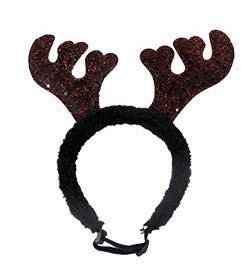 JMT-698058 Shiny Brown and Red Antlers Plush Hairpin for All Occasions