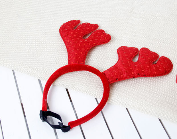 JMT-698058 Shiny Brown and Red Antlers Plush Hairpin for All Occasions