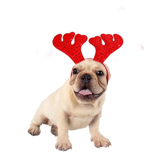 JMT-698058 Shiny Brown and Red Antlers Plush Hairpin for All Occasions