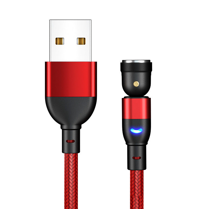 JMT-698122 Three-in-One 540 Degree Magnetic Charging Cable with Blind Suction - 1m Length, Universal Compatibility, Available in Black, Red, Purple