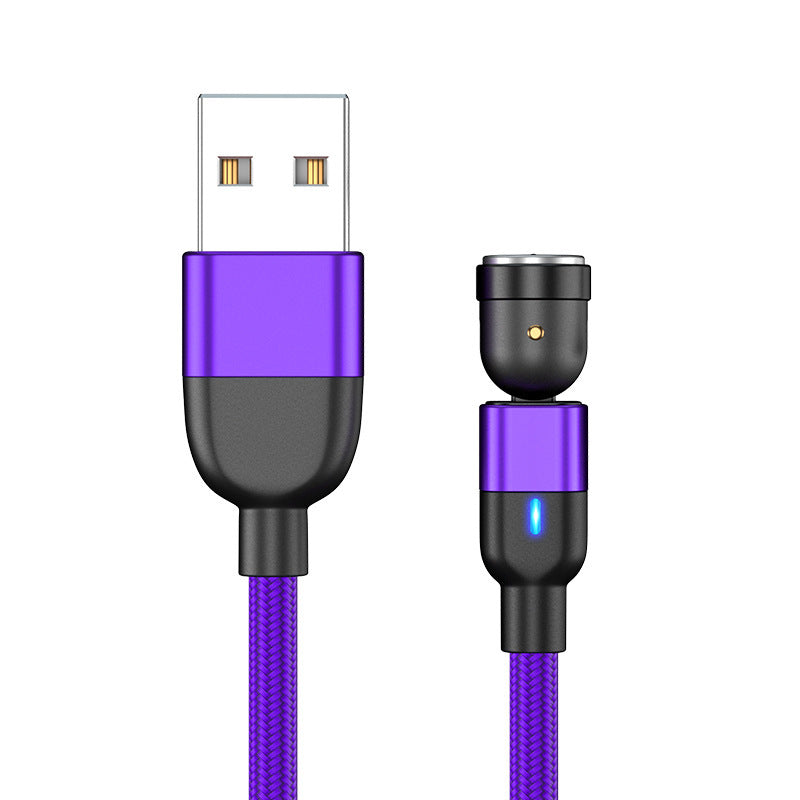 JMT-698122 Three-in-One 540 Degree Magnetic Charging Cable with Blind Suction - 1m Length, Universal Compatibility, Available in Black, Red, Purple