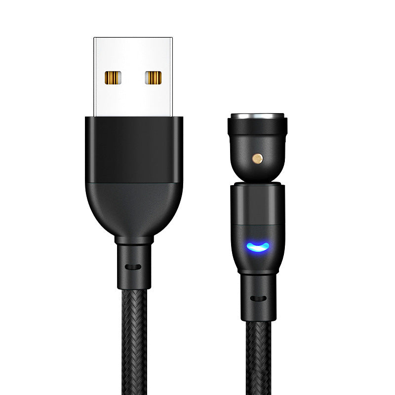 JMT-698122 Three-in-One 540 Degree Magnetic Charging Cable with Blind Suction - 1m Length, Universal Compatibility, Available in Black, Red, Purple