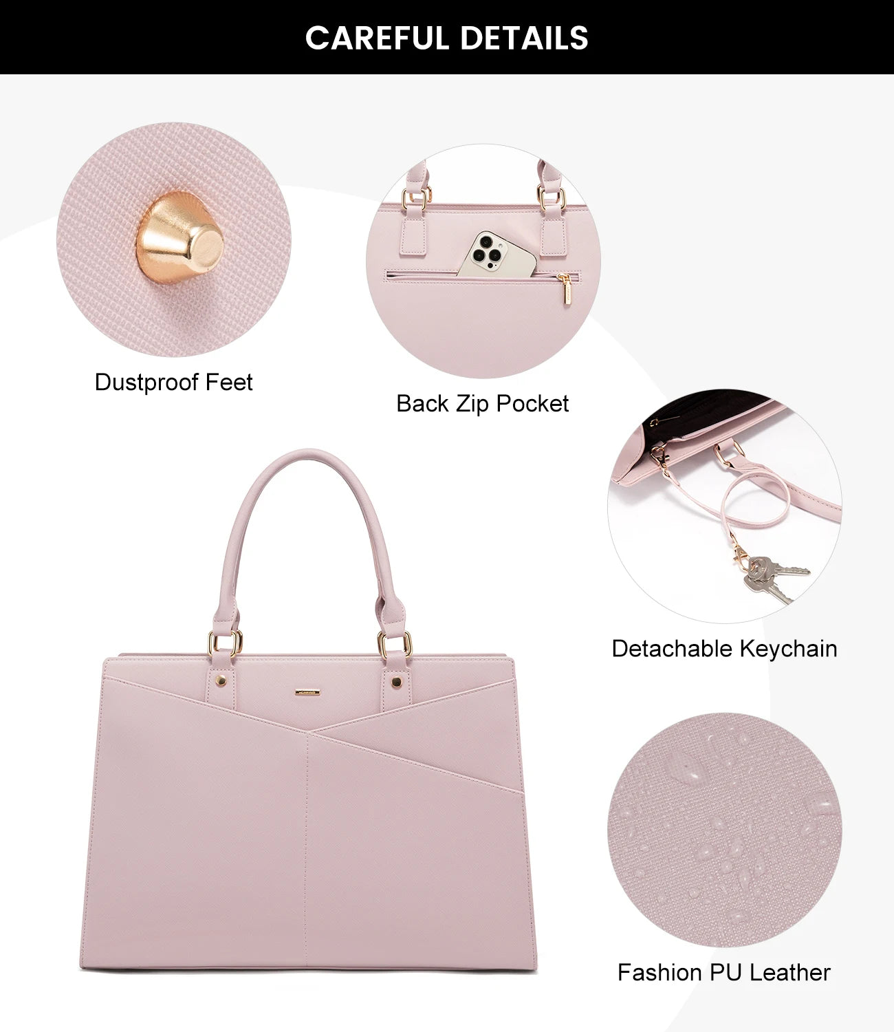 JMT-698250 Classic Designer Leather Laptop Tote Bag for 15.6 Inch Devices, Ladies Large Capacity Hand Bag