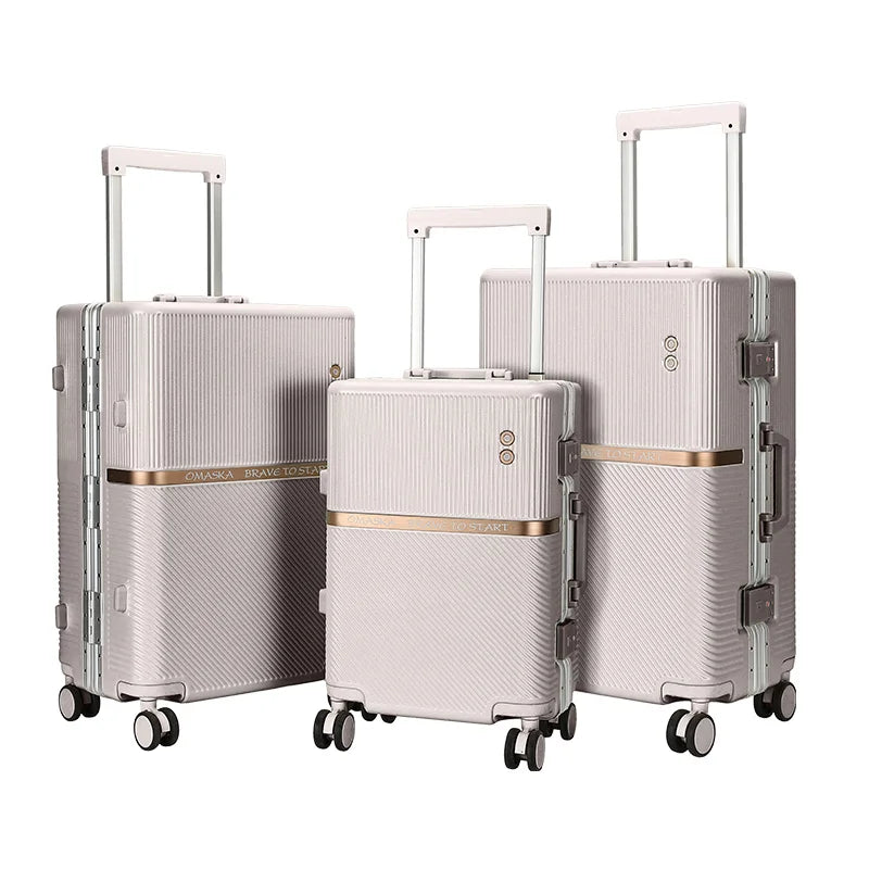 JMT-698314 Durable Aluminium PC Travel Suitcase - 20, 24, 28 Inch Spinner Luggage for Men