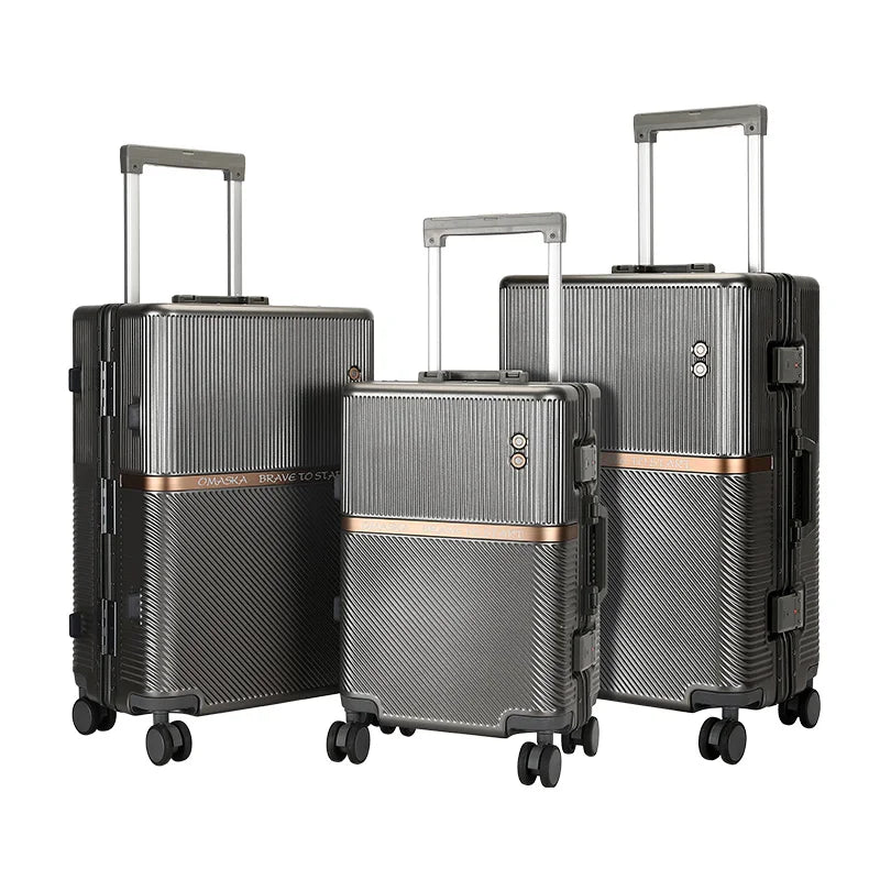 JMT-698314 Durable Aluminium PC Travel Suitcase - 20, 24, 28 Inch Spinner Luggage for Men