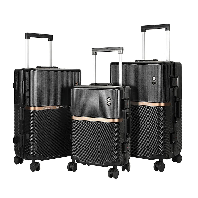 JMT-698314 Durable Aluminium PC Travel Suitcase - 20, 24, 28 Inch Spinner Luggage for Men