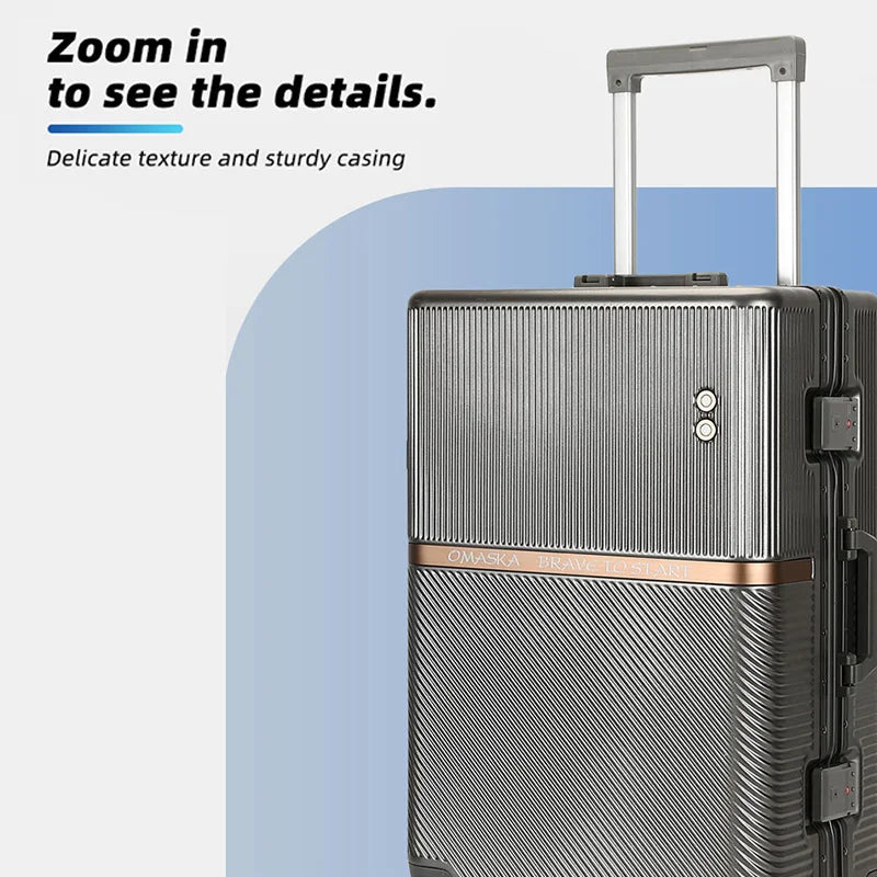 JMT-698314 Durable Aluminium PC Travel Suitcase - 20, 24, 28 Inch Spinner Luggage for Men