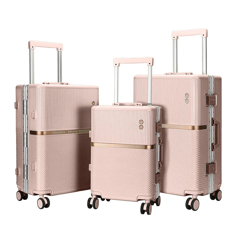 JMT-698314 Durable Aluminium PC Travel Suitcase - 20, 24, 28 Inch Spinner Luggage for Men