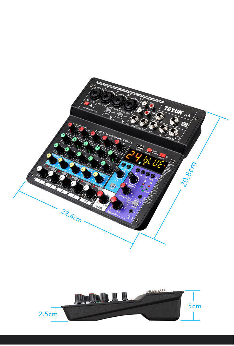 JMT-698442 Bluetooth Sound Card Mixer with Multi-Channel Input and Professional Effects