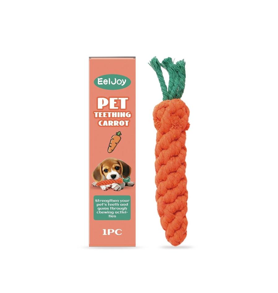 JMT-698570 Pet Teething Rope Toy - Cotton Carrot Design for Dental Health