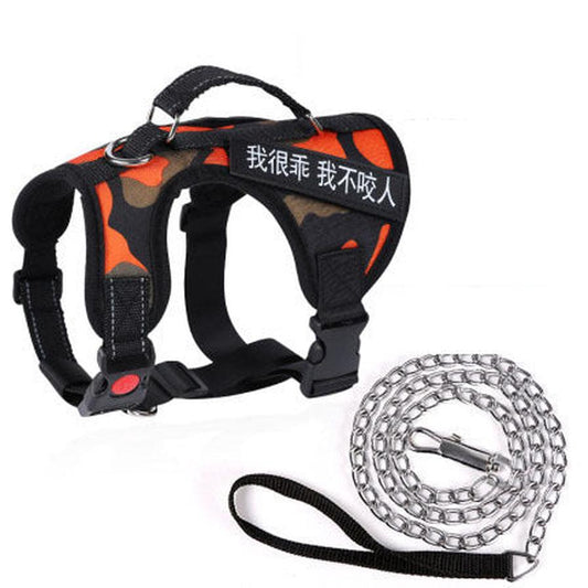 JMT-698762 Red Dog Chest Harness Vest with Traction Rope - Nylon, Available in Various Sizes (XS to XL)