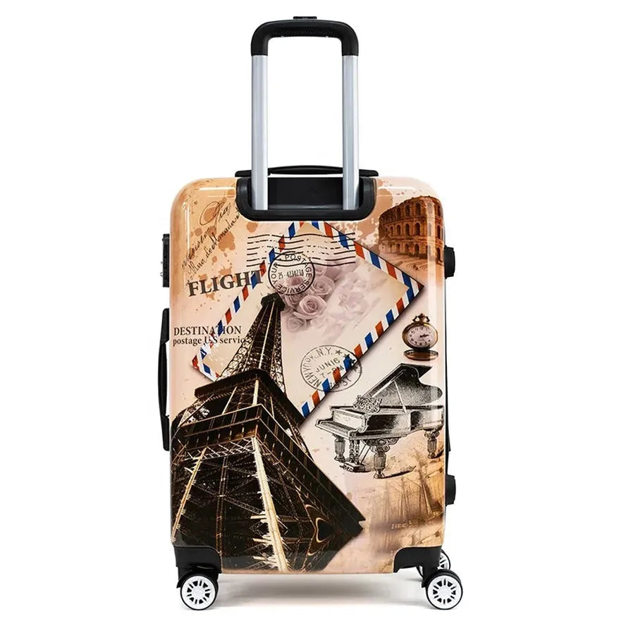 JMT-699146 Custom Designer 24" Travel Trolley Luggage Set in Parisian Style