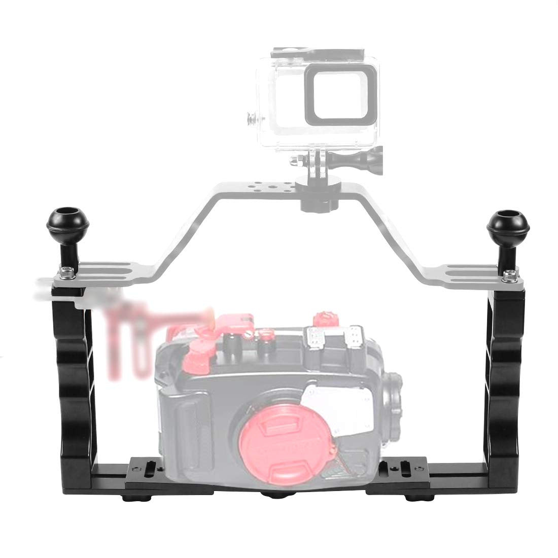 JMT-699274 Aluminum Alloy Dual-Handheld Photography Stand for Sports Cameras and SLRs