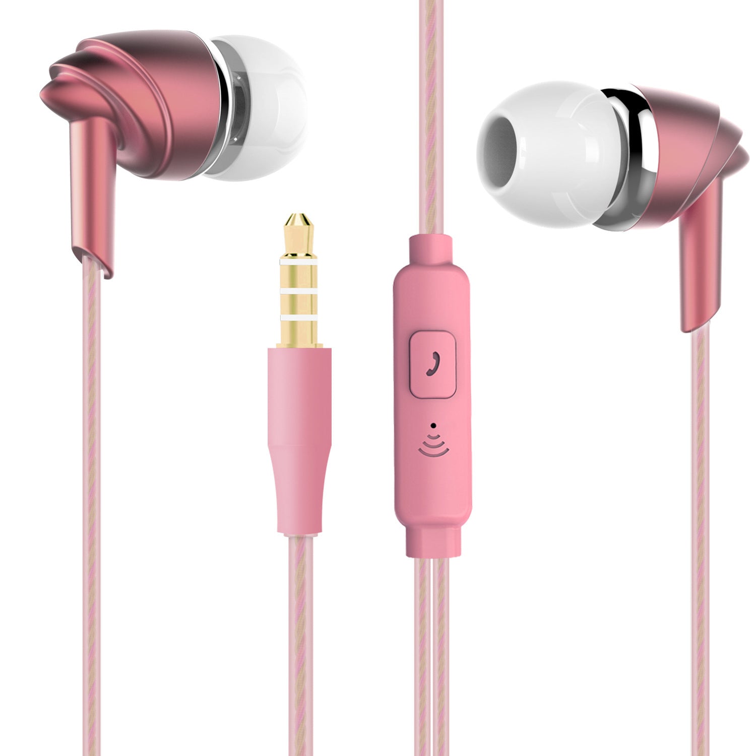 JMT-699402 Universal In-Ear Subwoofer Earplugs with Wired Connectivity for Android, iOS, and WindowsMobile – Available in Gold, Rose Gold, and Silver