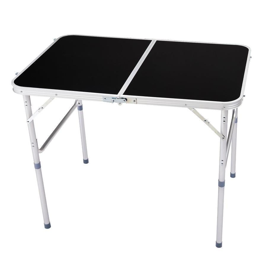 JMT-699466 3ft Black Outdoor Folding Table - Aluminum Alloy, Rectangular Design, 50kg Weight Capacity