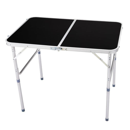 JMT-699466 3ft Black Outdoor Folding Table - Aluminum Alloy, Rectangular Design, 50kg Weight Capacity