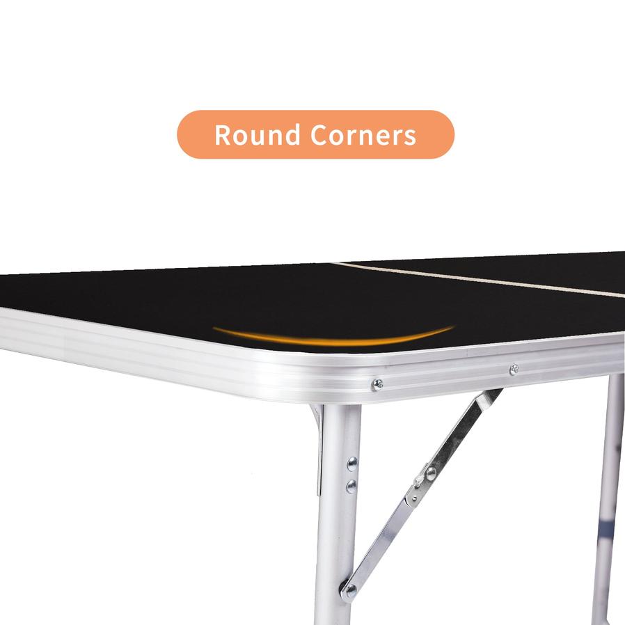 JMT-699466 3ft Black Outdoor Folding Table - Aluminum Alloy, Rectangular Design, 50kg Weight Capacity
