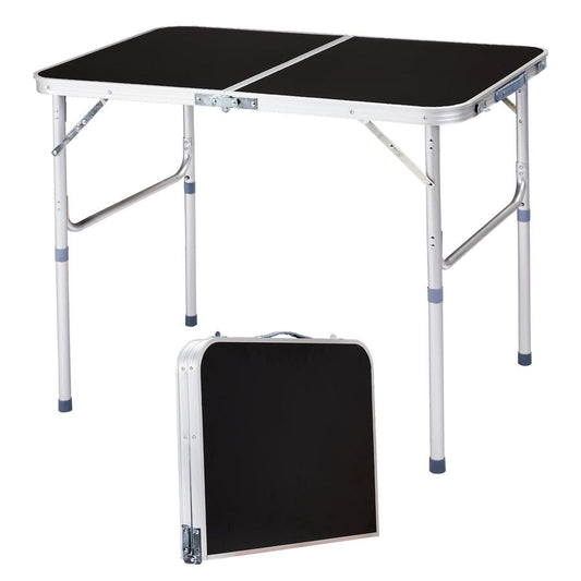 JMT-699466 3ft Black Outdoor Folding Table - Aluminum Alloy, Rectangular Design, 50kg Weight Capacity