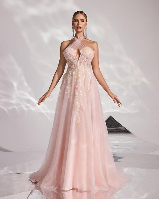 JMT-699658 Elegant Pink Evening Dress for Women, Style SH0168