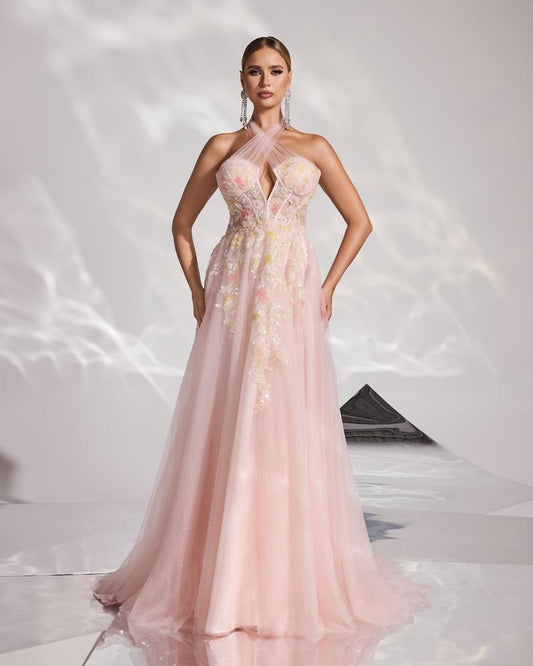 JMT-699658 Elegant Pink Evening Dress for Women, Style SH0168