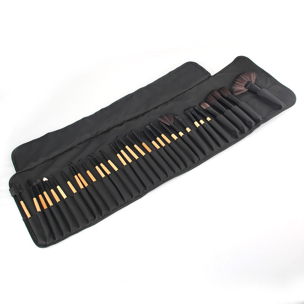 JMT-699850 32-Piece Makeup Brush Set with Bag – Artificial Fiber Bristles, Includes Pink, Purple, Black, and Log Color Brushes