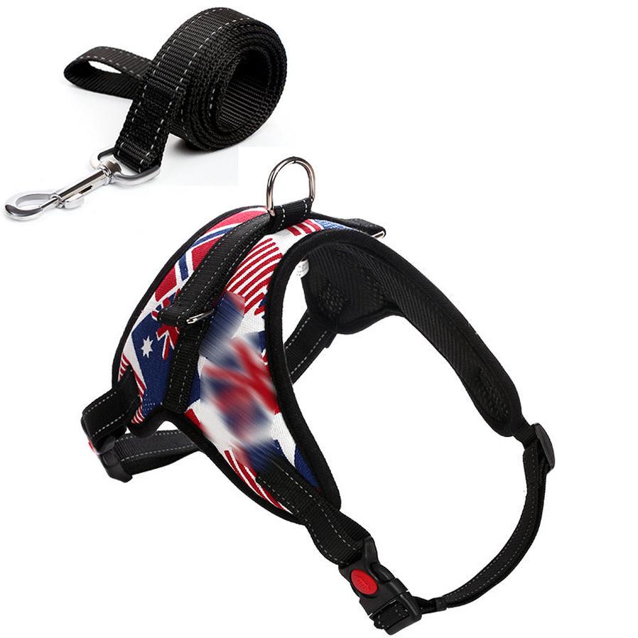 JMT-699914 Camouflage Dog Harness with Leash - Adjustable Polyester Chest Strap for Sizes S to XL