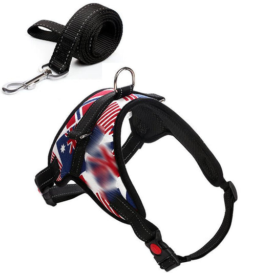 JMT-699914 Camouflage Dog Harness with Leash - Adjustable Polyester Chest Strap for Sizes S to XL