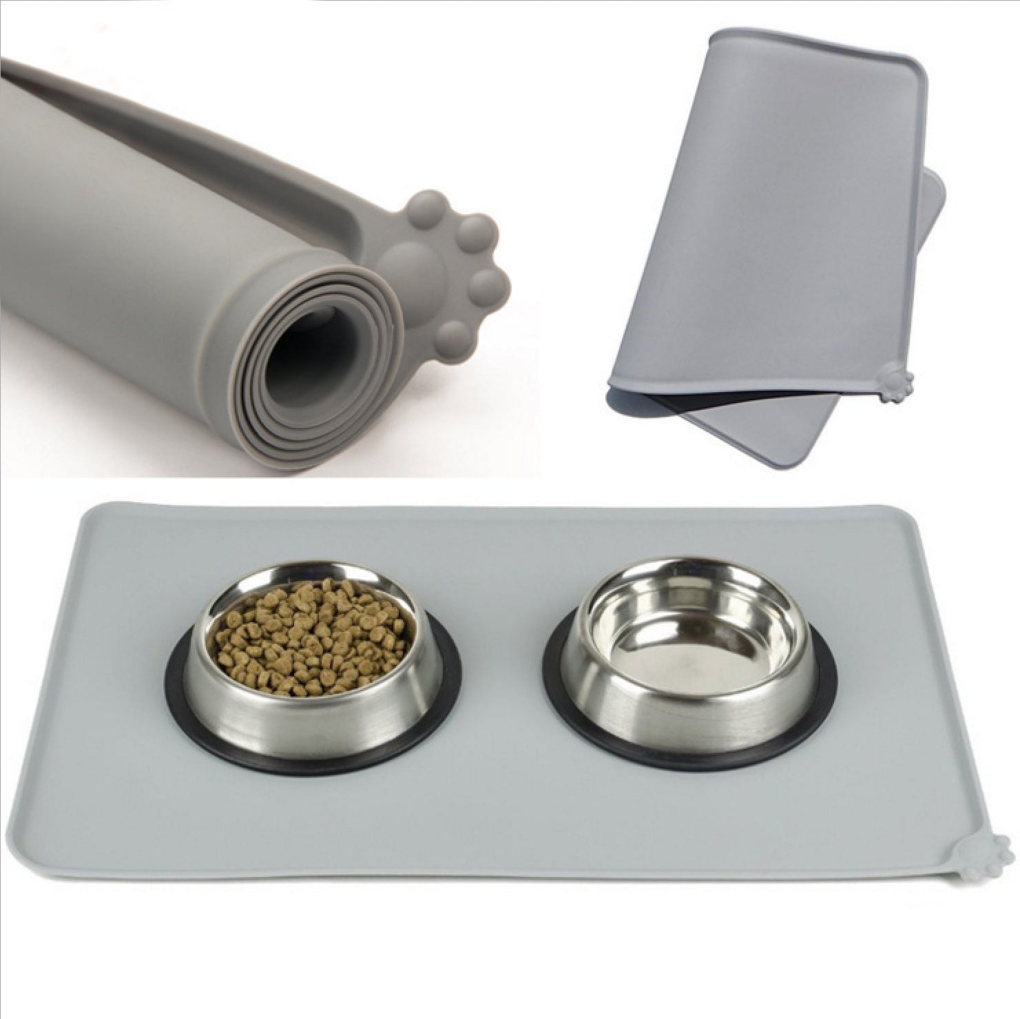 JMT-700042 Waterproof Silicone Pet Food Mat for Dogs and Cats - Non-Slip, Easy to Clean, Large Surface Area