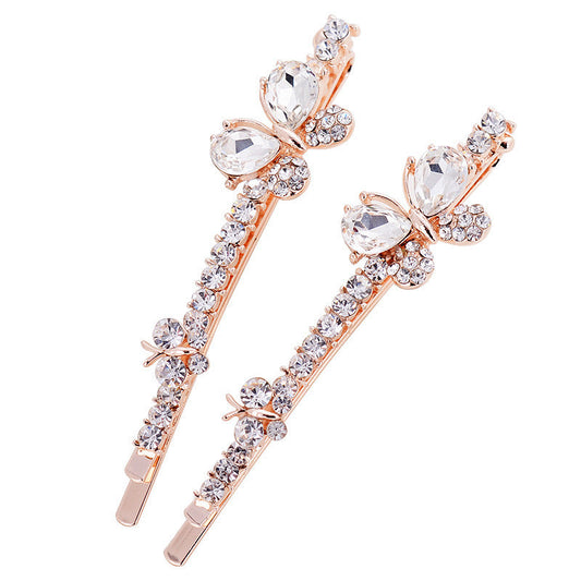 JMT-700106 Korean-style Bowknot Hairpin with Amethyst Crystal Accents