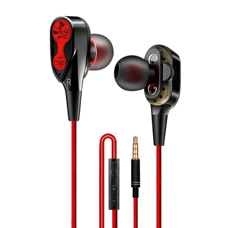 JMT-700234 In-Ear Dual Motion Sports Headphones with Microphone for Music and Communication - Wired, 3.5mm Plug
