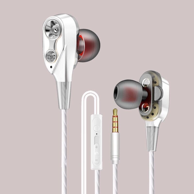 JMT-700234 In-Ear Dual Motion Sports Headphones with Microphone for Music and Communication - Wired, 3.5mm Plug