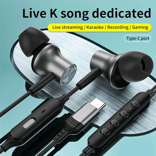 JMT-700234 Wired In-Ear Microphone Earphones for Live Broadcast, K-Song, Singing, and Gaming