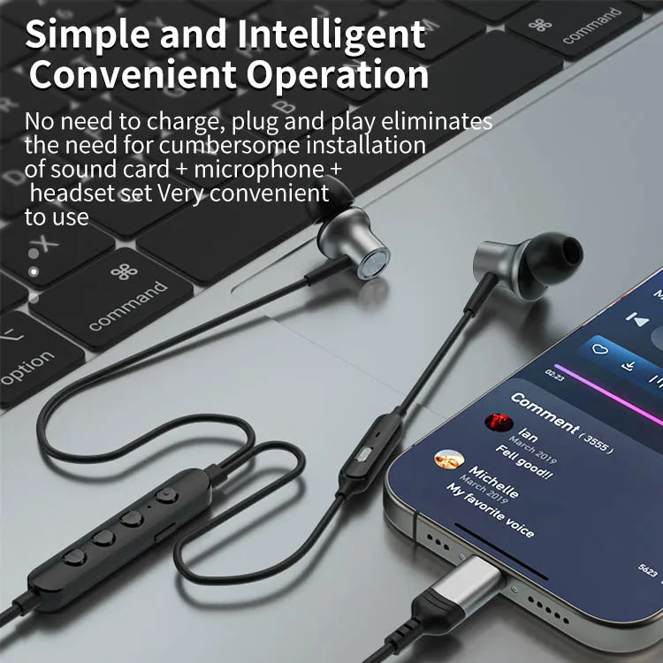 JMT-700234 Wired In-Ear Microphone Earphones for Live Broadcast, K-Song, Singing, and Gaming