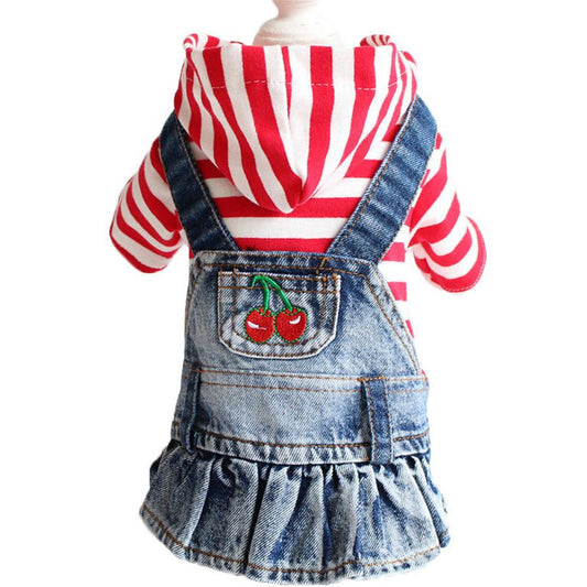 JMT-700362 Embroidered Denim Skirt for Pets, Plaid Design in Multiple Colors and Sizes