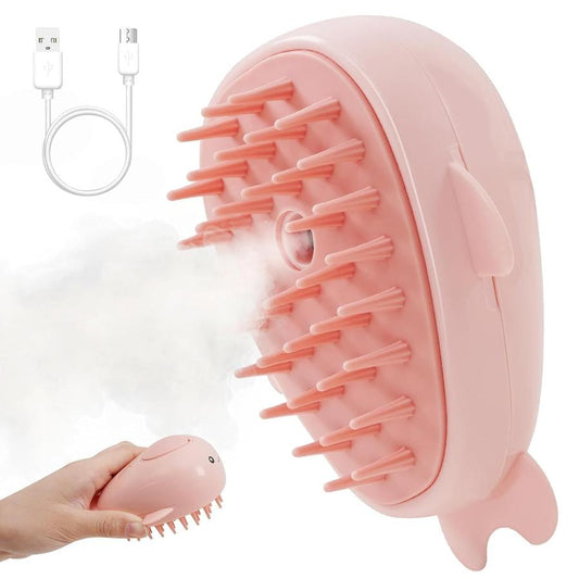 JMT-700554 3-in-1 Rechargeable Steamy Pet Brush for Cats and Dogs - Self-Cleaning Grooming Tool with Massage Function and Pet Hair Removal