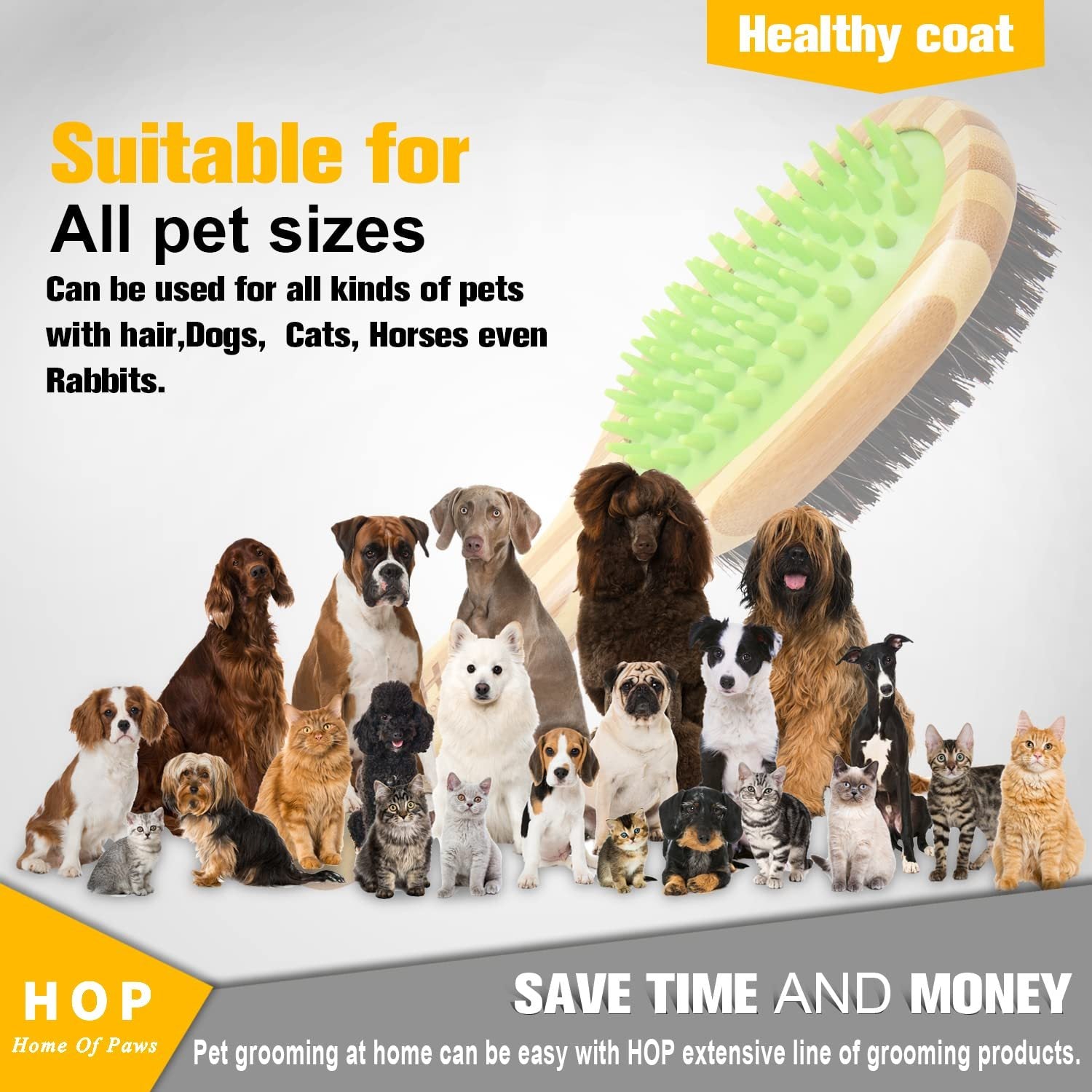 JMT-700810 Dual-Sided Short Hair Dog Grooming Brush for Detangling and Shedding Control